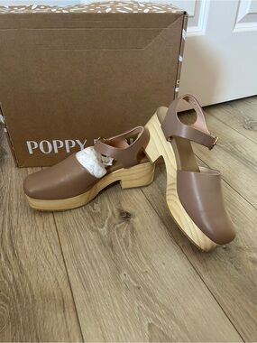 Brown Leather Platform Clog